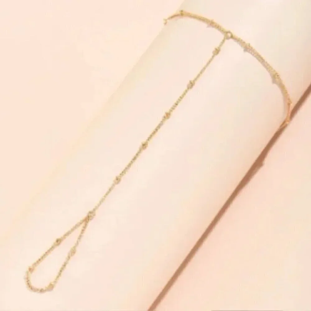 Chain Bracelet Finger Rings Gold Color Link Chains Connecting Hand Harness Small